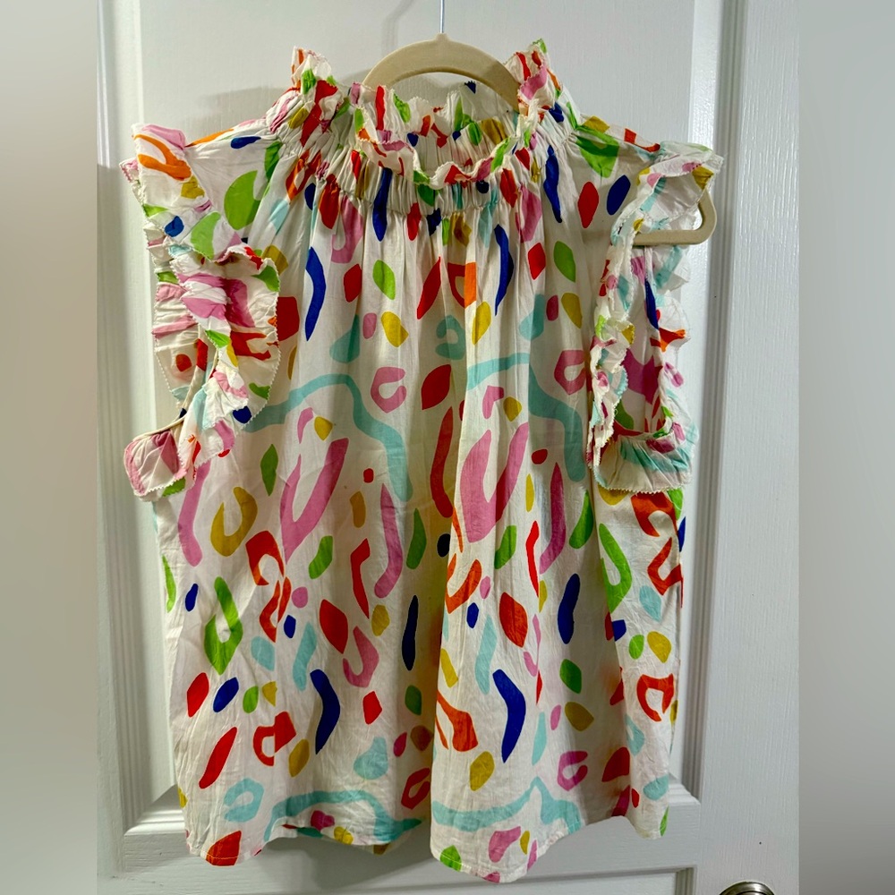 Avara flutter sleeve Colorful Top size large